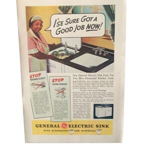 Vintage 1937 General Electric Sink I’se Got a Good Job Ad Advertisement
